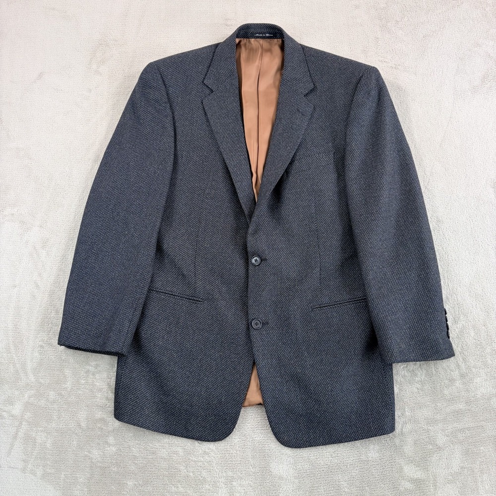 Vintage JHANE BARNES Frequency Sport Coat Blazer Grey Nailhead Wool Men 40R